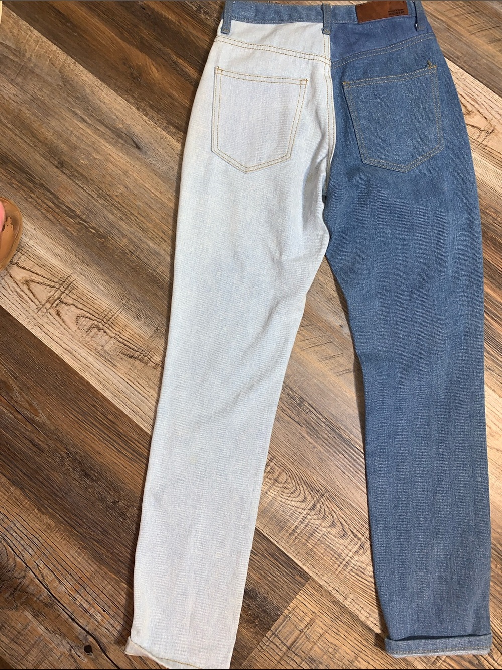 Nasty Gal Two-Tone Blue Denim Ankle Jeans - Picture 3 of 3
